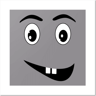 Black and white face cartoon Posters and Art